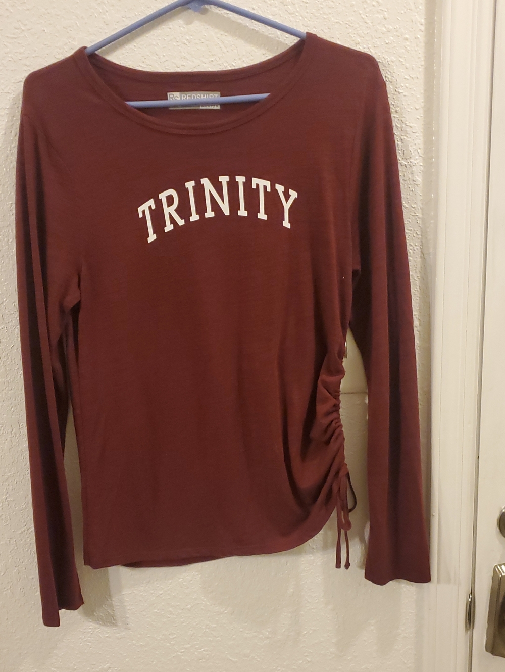 Trinity Ruched-Side Long Sleeve Tee - Red-Brown